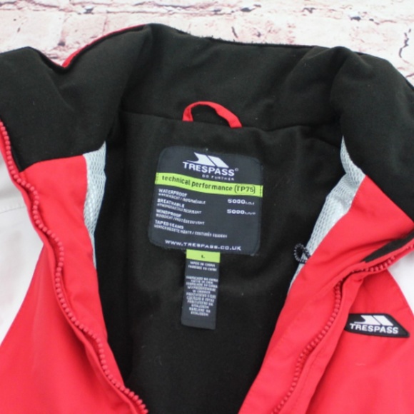 COPY - Youth Trespass Ski Jacket Red & White Size Large - Picture 7 of 8